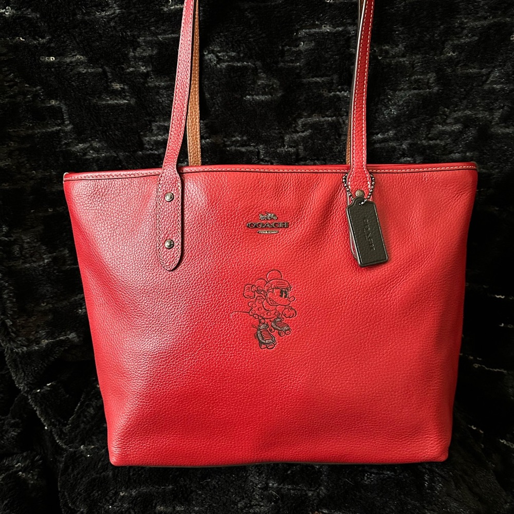 Coach x Disney Limited Edition Minnie Mouse Red Leather Tote Bag
